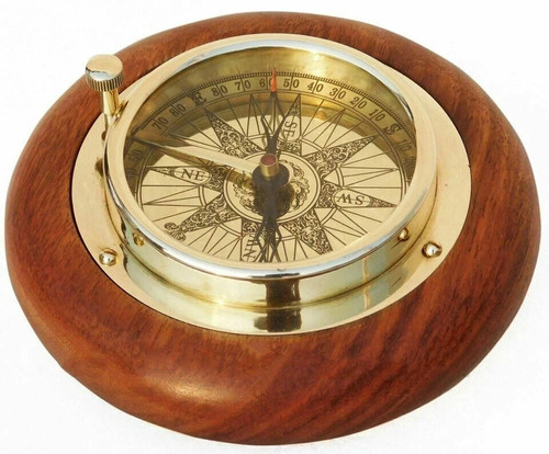 Brass desk compass nautical - desk,
