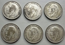 George V Half Crown (.500) 1926 Circulated Coins X6