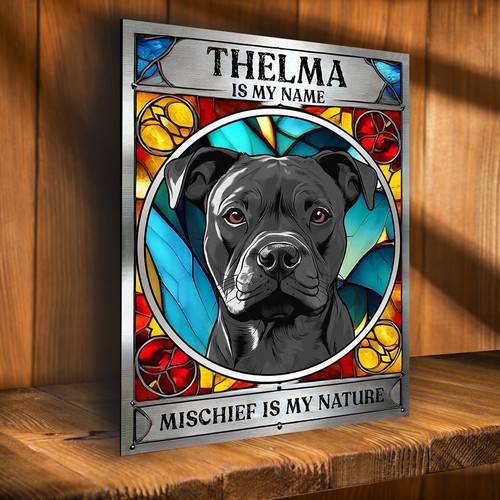 Personalised black staffy sign - personalised,