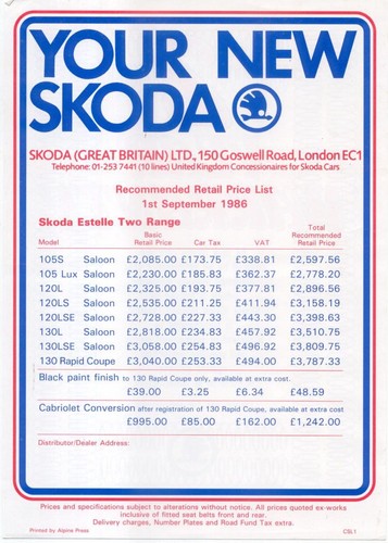 Skoda original price list - skoda,