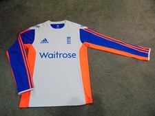 Men's England Adidas 2015 Long Sleeve Cricket Crew Neck Shirt Size 40/42