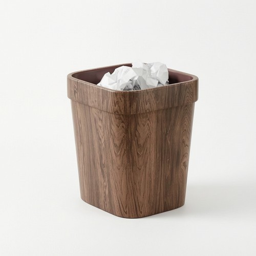 Open top trash - bin, wood-grain