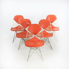 1957 Herman Miller Eames DKR-2 Dining / Side Chairs Set of Five w/ Orange Pads  
