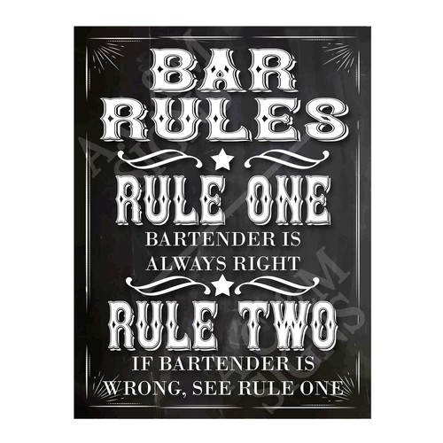 Metal sign plaque bar - metal,