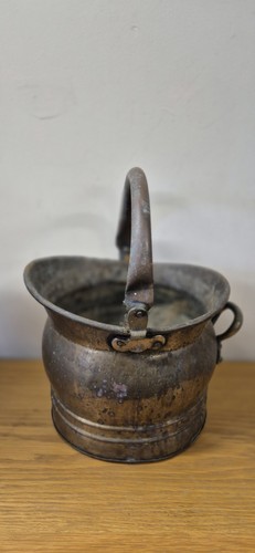 Vtg brass coal - brass, helmet