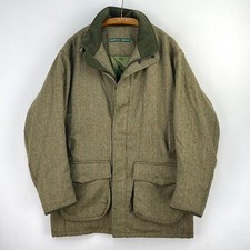 Alpendale Tweed Coat Mens XL Green Wool Shooting Hunting Waterproof Field Jacket
