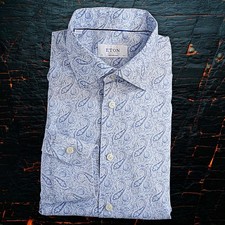 Eton Blue Paisley Shirt 16.5
