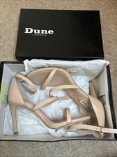 Gorgeous BNIB DUNE Maxxine Leather Nude Strappy Sandals Heels Sz 6 Padded Insole