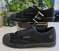 DUNLOP GREEN FLASH OG. MENS SIZE 9 UK TRAINERS. TRIPLE BLACK 