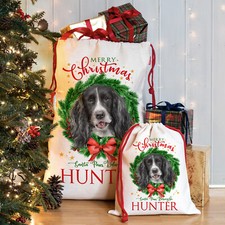 Black Springer Spaniel Christmas Sack Personalised Dog Xmas Santa Bag Pup DWS46