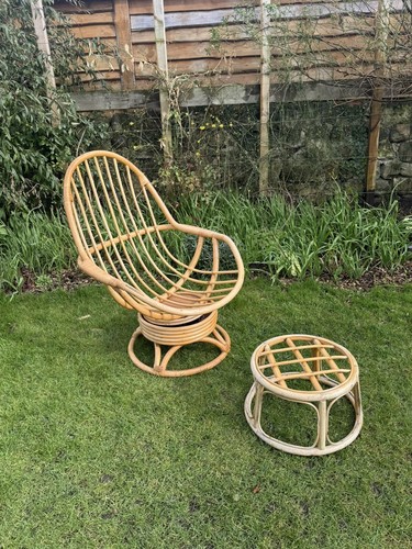 Vintage bamboo swivel chair - swivel,