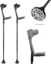 KMINA - Forearm Crutches (x2 Units, Open Cuff), Adjustable, Aluminum, Adults