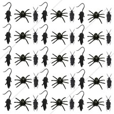Halloween Decorations 12 pcs Spooky Scary Horror Black Plastic Spiders Insects