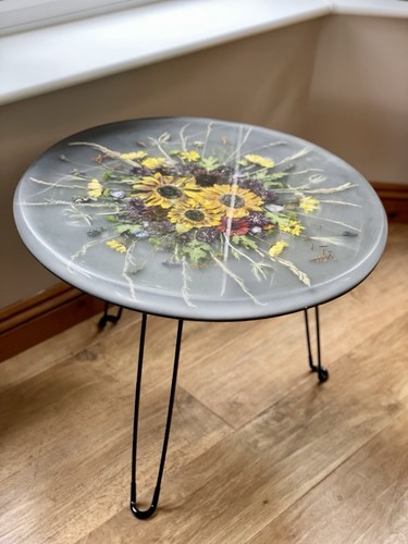 Round epoxy resin coffee table - epoxy,