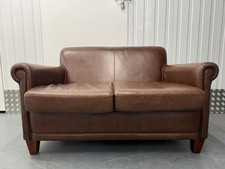 Laura Ashley ‘Burlington’ Brown Chesnut Leather Two Seater Sofa - Excellent Cond