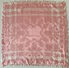 88 A Pink 25 Inch Square Vintage Textured Silk Scarf