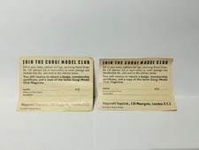 Corgi Toys " Join the Corgi Model Club Slips" Original, Vintage 1960's