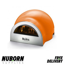 Delivita Pizza Oven - Orange Blaze, Wood-Fired + Free Curing Starter Kit