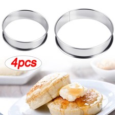 4x FRIED EGG RINGS ROUND METAL FRYING PAN PANCAKE COOKING MUFFIN RINGS MOULD
