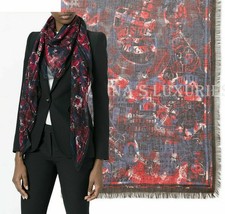 ALEXANDER MCQUEEN SCARF LOVES LONDON PRINT SIGNATURE SILK MODAL SQUARE 54"