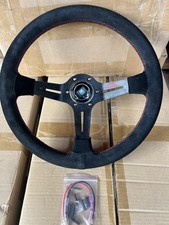 Brand New 350mm Nardi Torino Suede Steering Wheel With Red Stitching