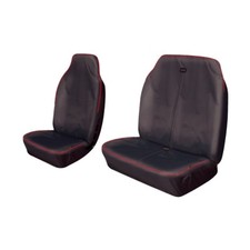 Heavy Duty Van Seat Covers Protectors Black With Red Piping FOR TOYOTA Hiace