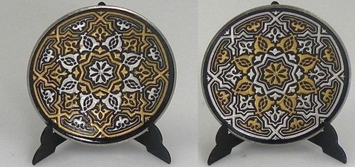 Damascene gold silver star - damascene, gold/silver