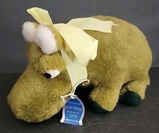 Merrythought England Green Hippo Toy Hippopotamus 10' long Original String Tag