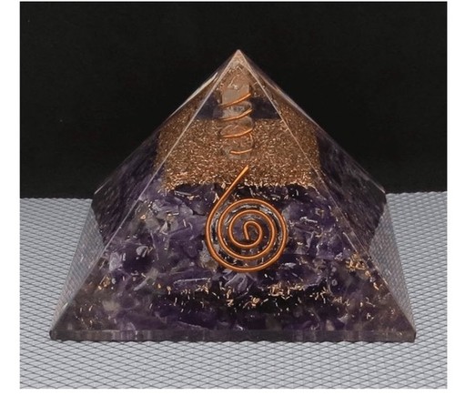 Amethyst orgonite pyramid with - orgonite,