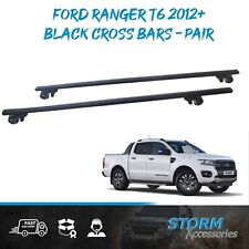 PAIR OF BLACK CROSS BARS ROOF RAILS - ROOF RACK TO FIT FORD RANGER T6 2012-2022