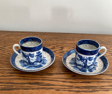 ANTIQUE BOOTHS REAL OLD WILLOW COFFEE CUP & SAUCER X2