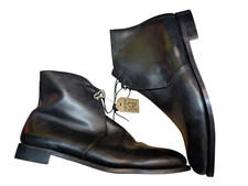 Original British Army Issue Black Leather Officers George Boots Size 15L UK #572