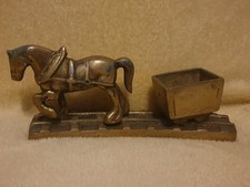VINTAGE BRASS SHIRE HORSE & Coal MINE CART with Track Just Over 1.5kg 