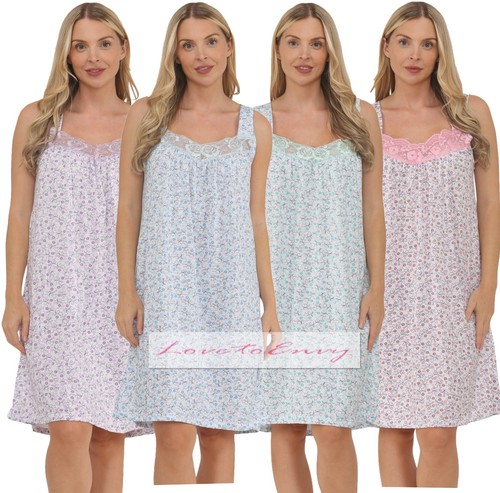 Ladies cotton nightie knee - nightie,