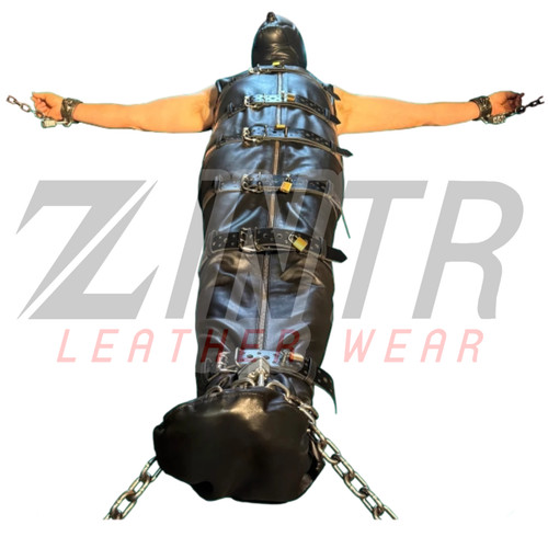 Bdsm leather sleepsack bondage - leather,