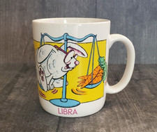 Libra Coffee Mug Cup Cartoon Drawing Bunny Rabbit Scales Astrology Zodiac Avon