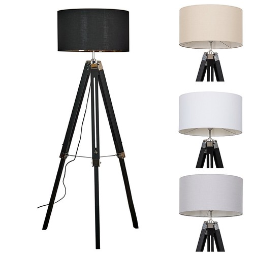 Wooden tripod floor lamp black - tripod,