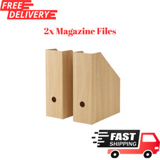 2x New IKEA HÄSTVISKARE Magazine File – Oak Effect Cardboard Desk Storage Holder