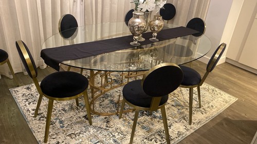 Luxury oval glass dining - oval, table