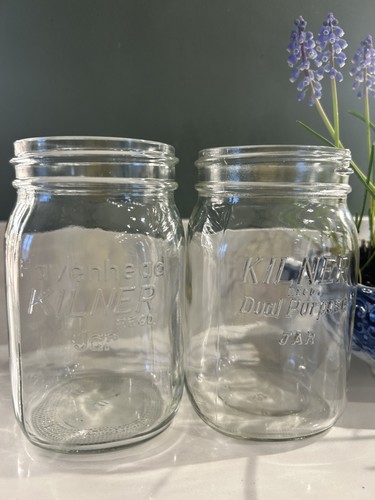 Pair vintage glass kilner - vintage,