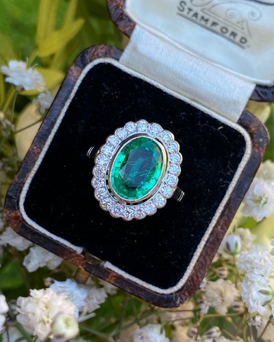 Emerald and diamond cluster - and,