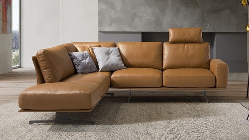 Tan leather corner sofa - tan,