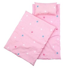 Baby Doll Bedding Set 3Pcs for up to 20" Pink Quilt Pillow Mattress Cot Pram Bed
