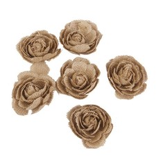 6pcs Hessian Burlap Rose Flowers for Crafts Rustic Wedding Decor