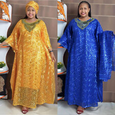 Lace Kaftan African Women Long Dress Set With Hijab Cocktail Party Gown Dashiki