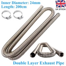2M 24mm 2 Layer Diesel Heater Exhaust Pipe Hose Stainless Steel For Eberspacher