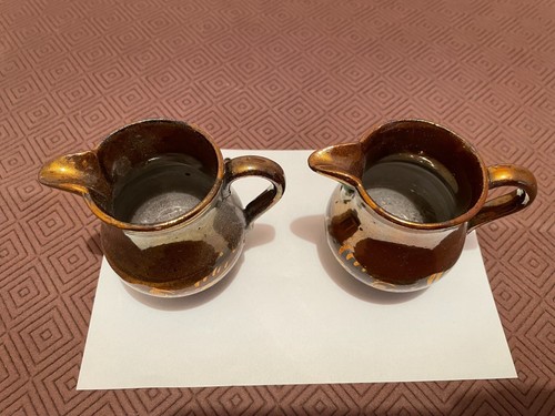 Antique copper lustre jugs - x,