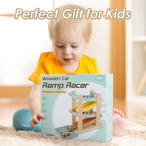 Wooden car ramp toy - toy, 1-2