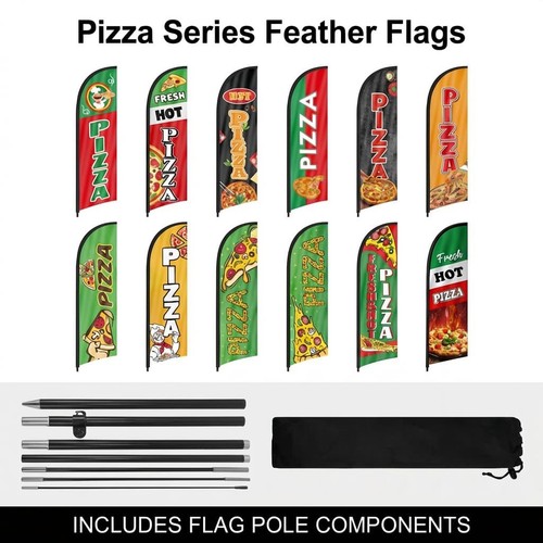 2ft pizza feather flag - flag, pole