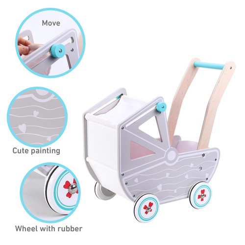 Doll pram natural wood 50cm - doll,